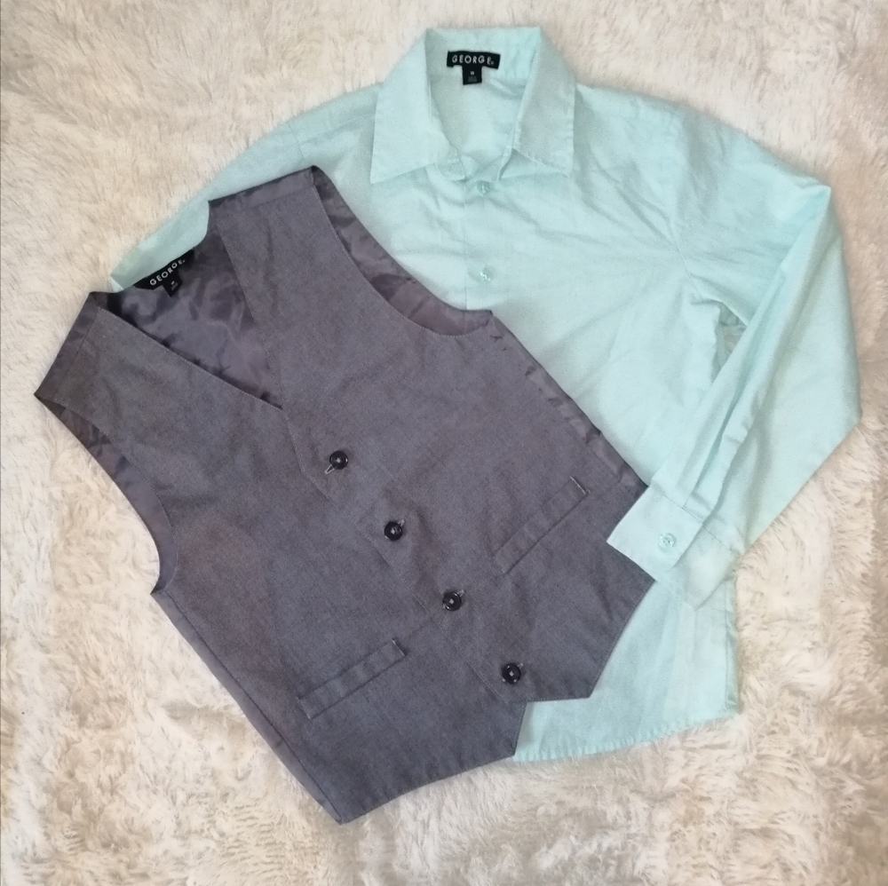 Boys George Button Down Long Sleeve with Vest